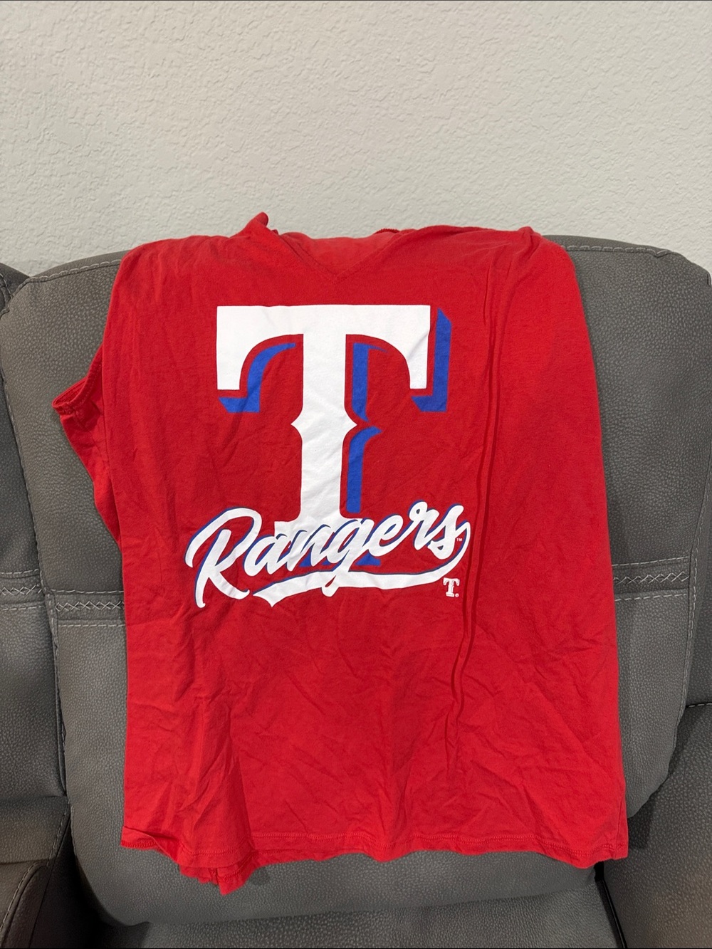 New Era Red Texas Rangers Tee with White & Blue Logo